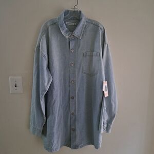 JustFab Long Sleeve Denim Boyfriend Shirt Dress Size XXL